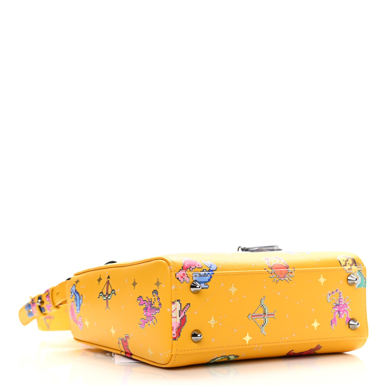 Christian Dior Calfskin Pixel Zodiac Small Lady Dior Yellow Multicolor 4 of 12