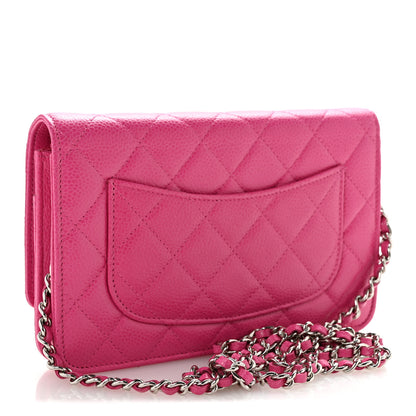 Chanel Caviar Enamel Quilted Wallet On Chain WOC Pink 3 of 12