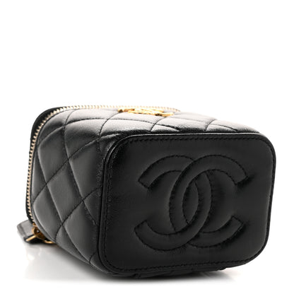 Chanel Shiny Lambskin Quilted CC Mini Vanity Case With Chain Black 4 of 10