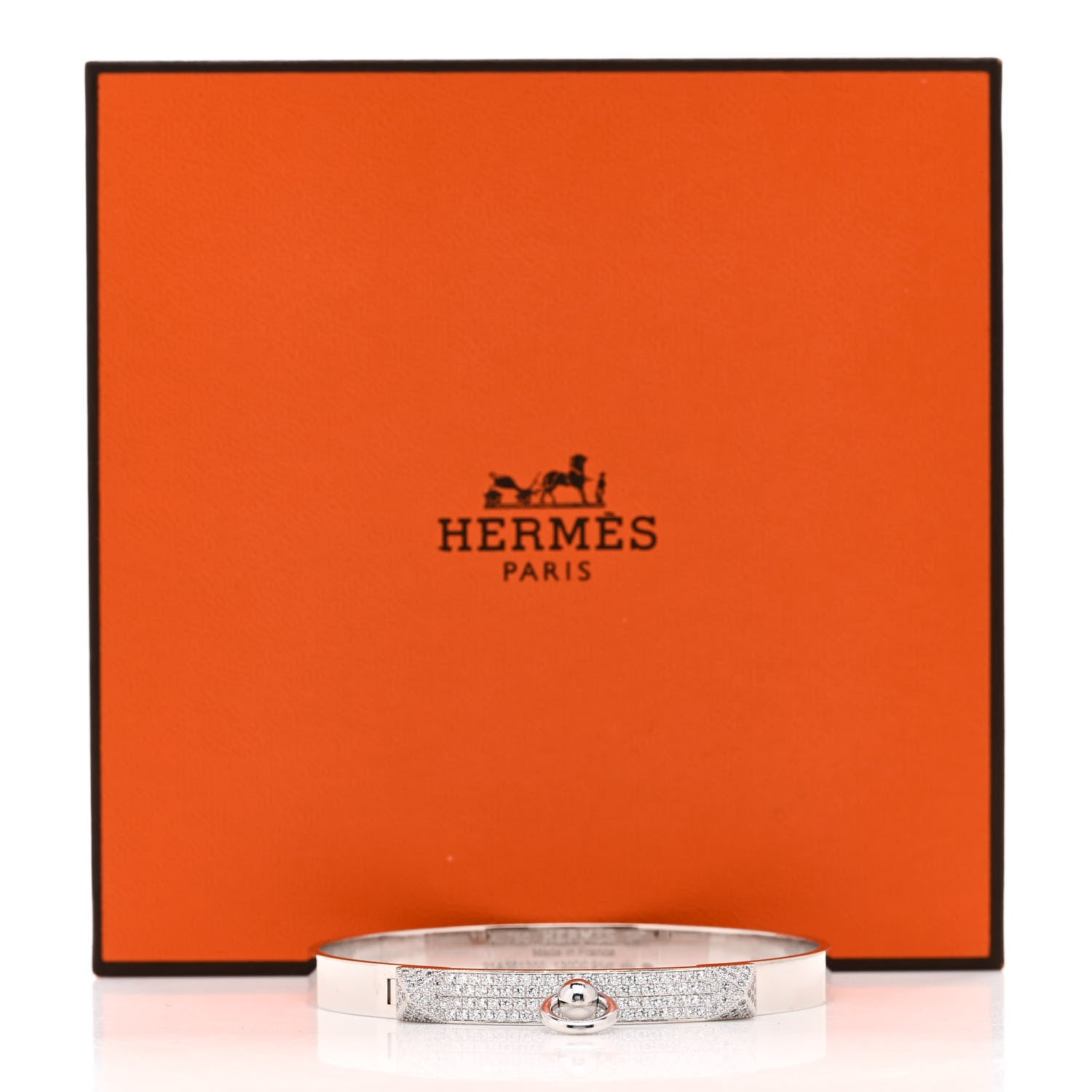Hermes 18K White Gold Pave Diamond PM Collier De Chien Bracelet SH 4 of 4