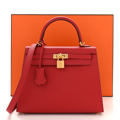 Hermes Epsom Kelly Sellier 25 Rouge Piment 12 of 12