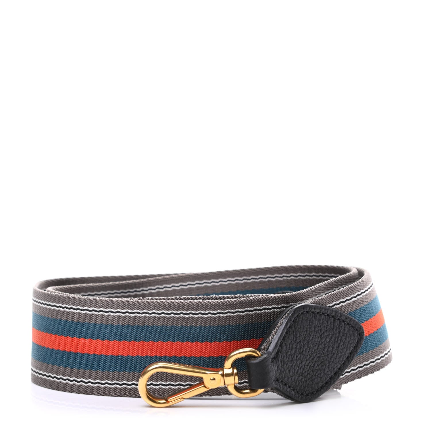 Prada Vitello Daino Striped Fabric Shoulder Strap 1 of 2