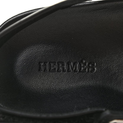 Hermes Calfskin Womens Takara Sandals 37 Black 7 of 9