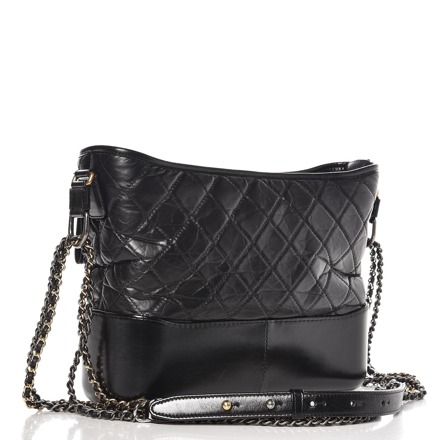 Aged Calfskin Quilted Medium Gabrielle Hobo Black