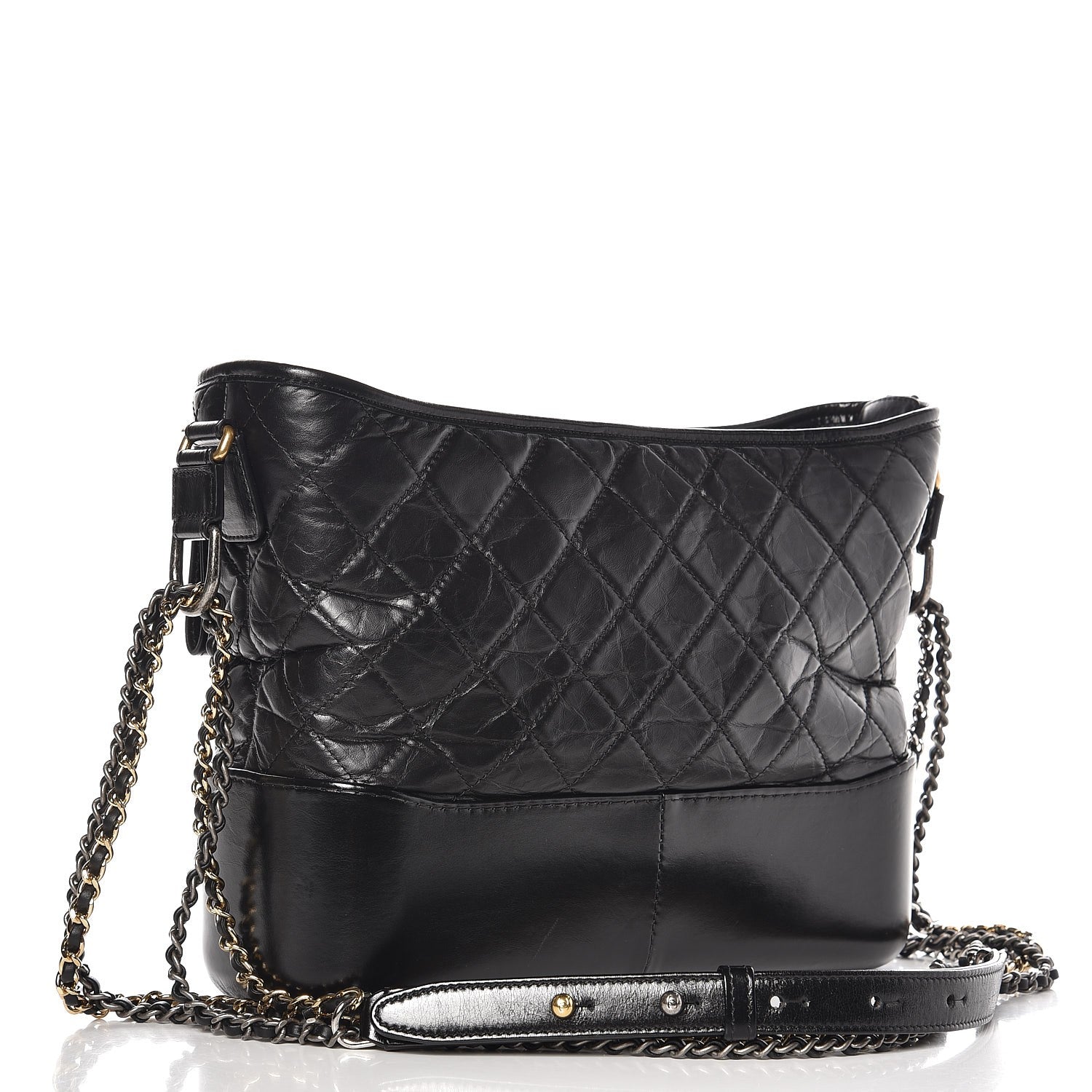Chanel Aged Calfskin Quilted Medium Gabrielle Hobo Black 3 of 8