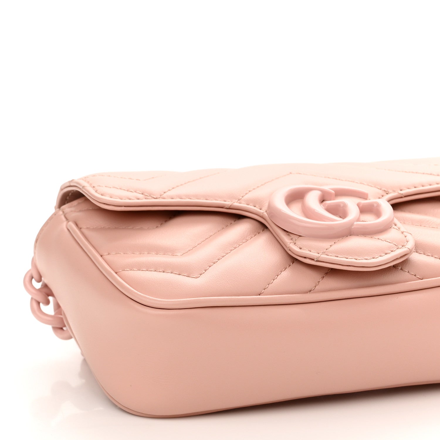 Gucci Calfskin Matelasse Monochrome GG Marmont Chain Belt Bag Perfect Pink 8 of 10