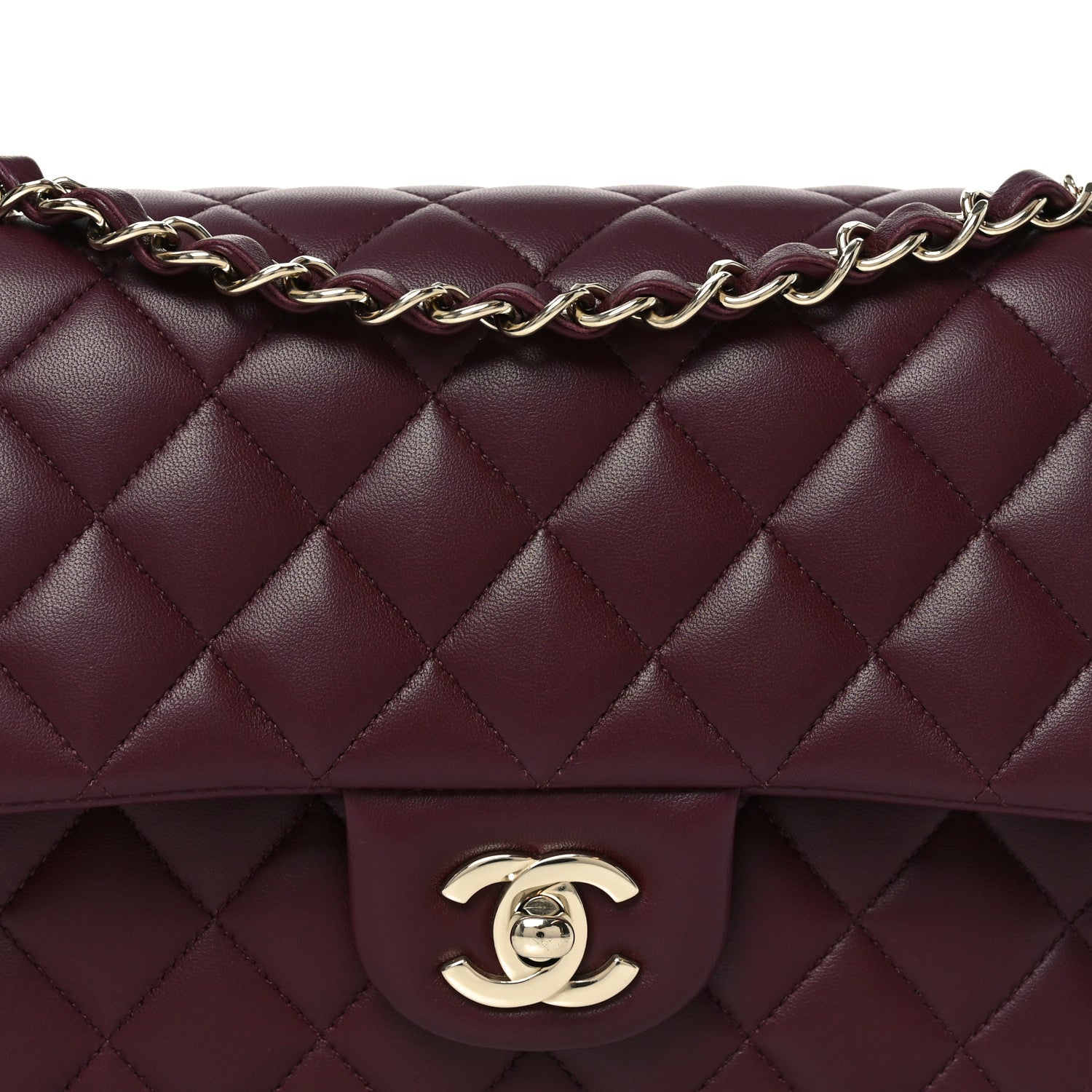 Chanel Lambskin Quilted Medium Double Flap Burgundy 8 of 10
