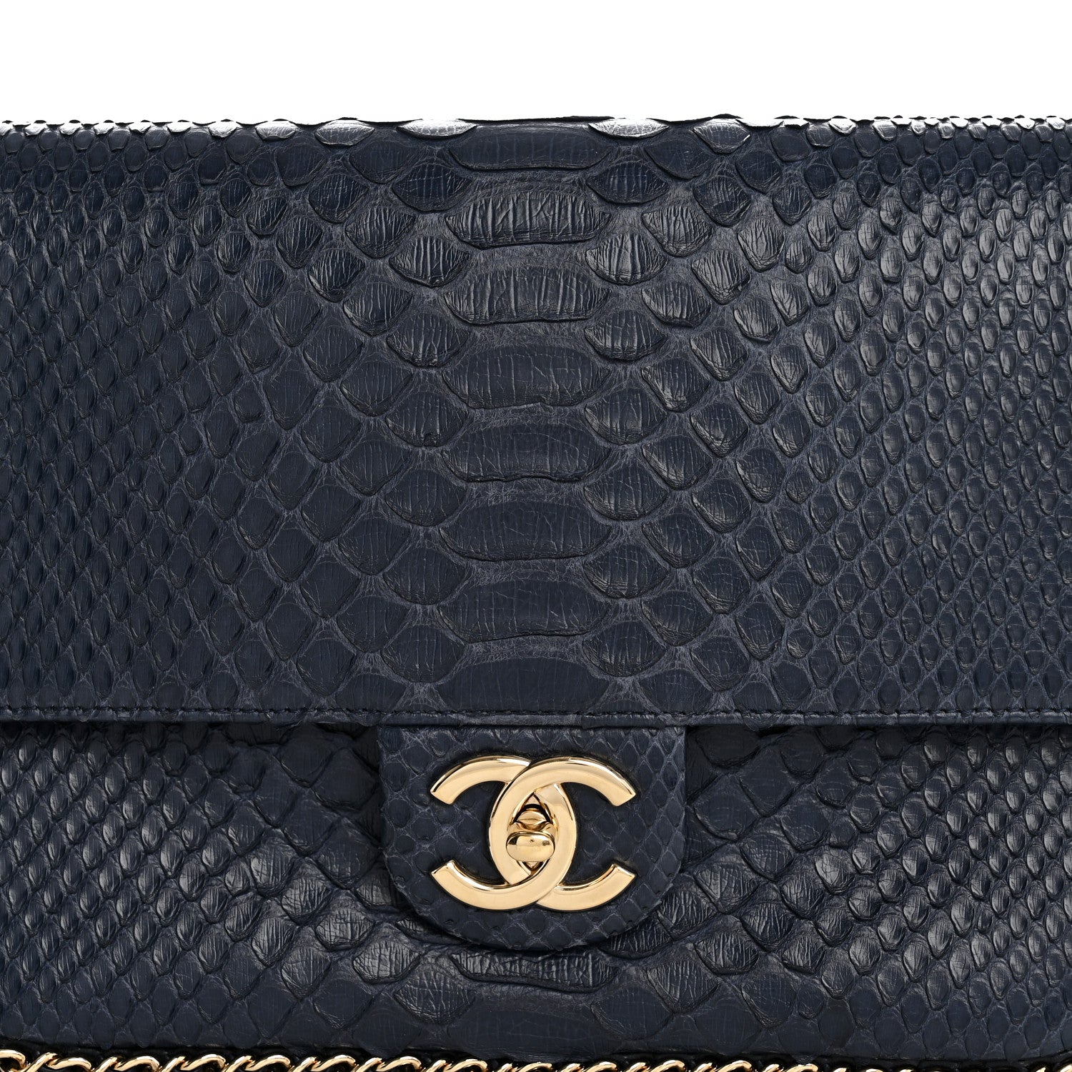 Chanel Snakeskin CC Unchained Clutch Navy 9 of 10