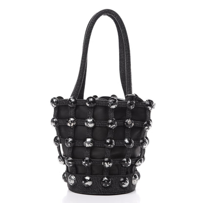 Alexander Wang Denim Embellished Mini Roxy Bucket Bag Grey Aged 2 of 11