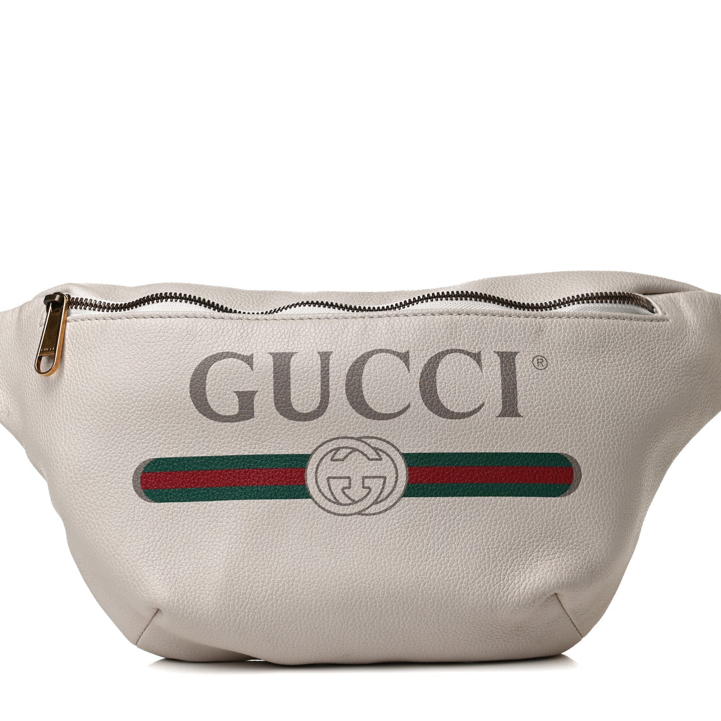 Grained Calfskin Logo Belt Bag White