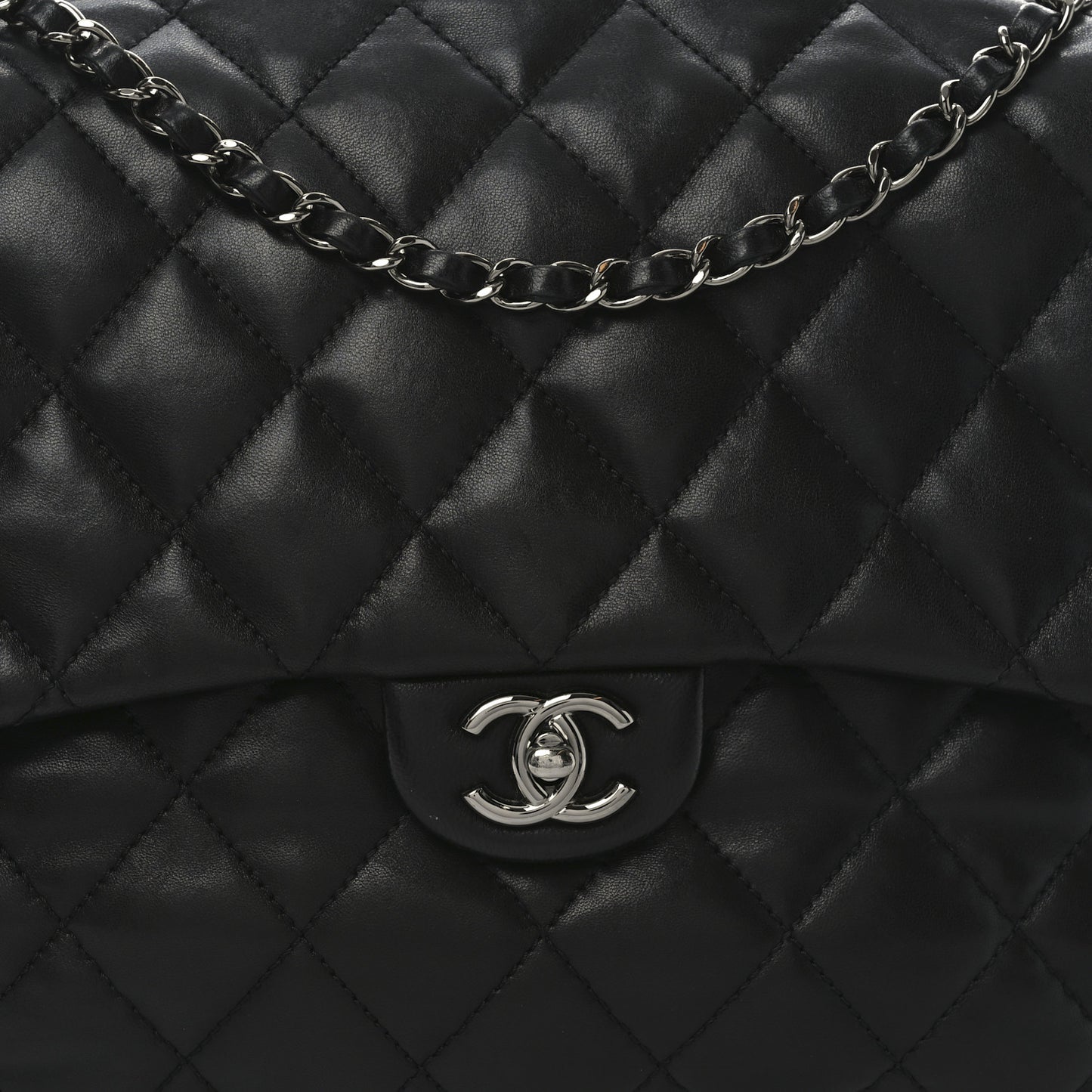 Lambskin Quilted Chanel 3 Maxi Flap Bag Black