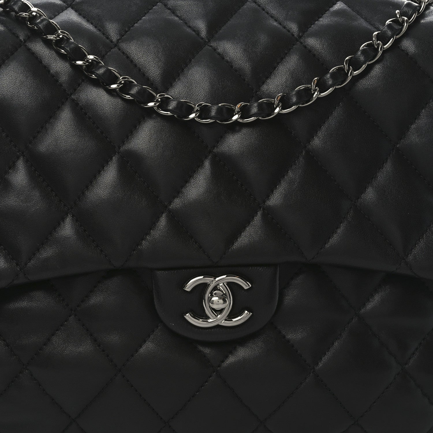 Chanel Lambskin Quilted Chanel 3 Maxi Flap Bag Black 8 of 10