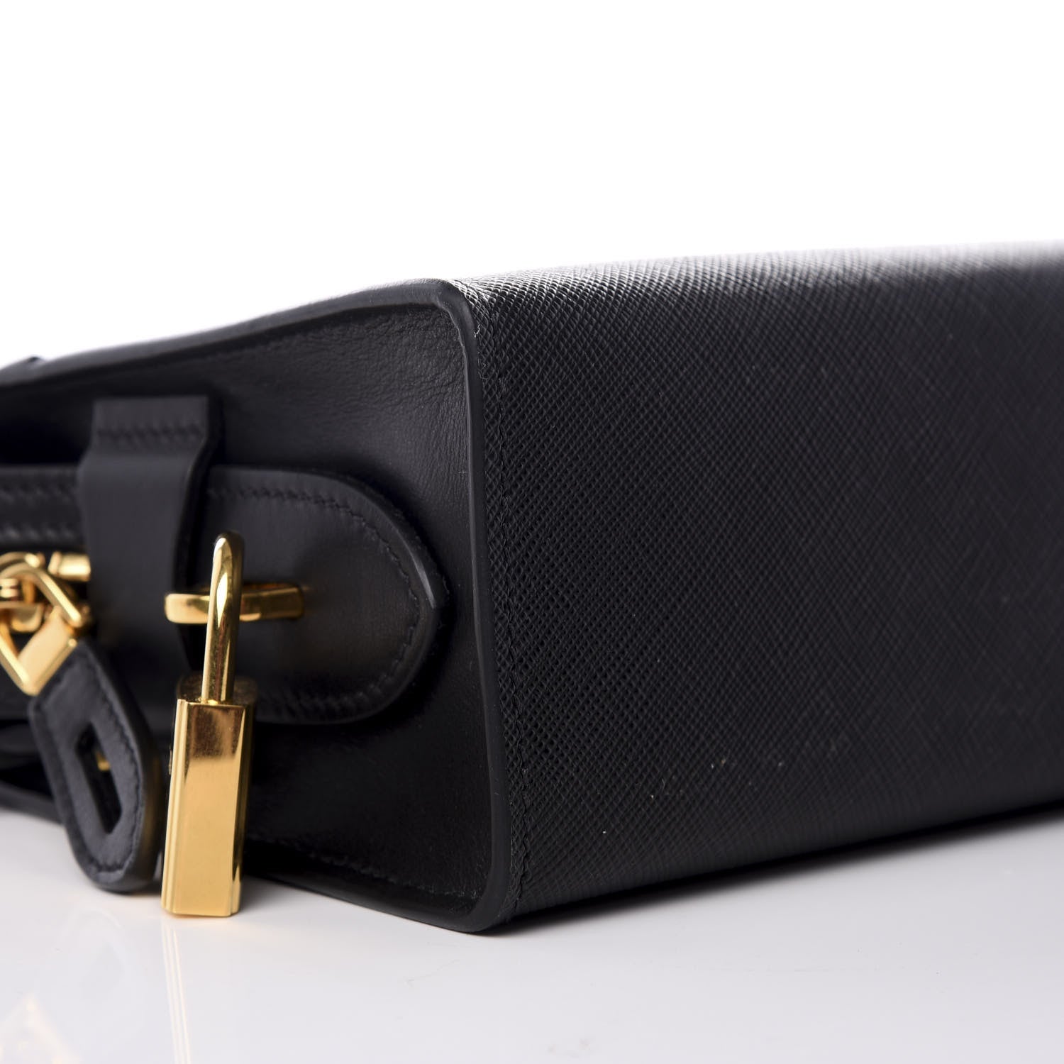 Prada Saffiano City Calfskin Esplanade Crossbody Bag Black 5 of 8