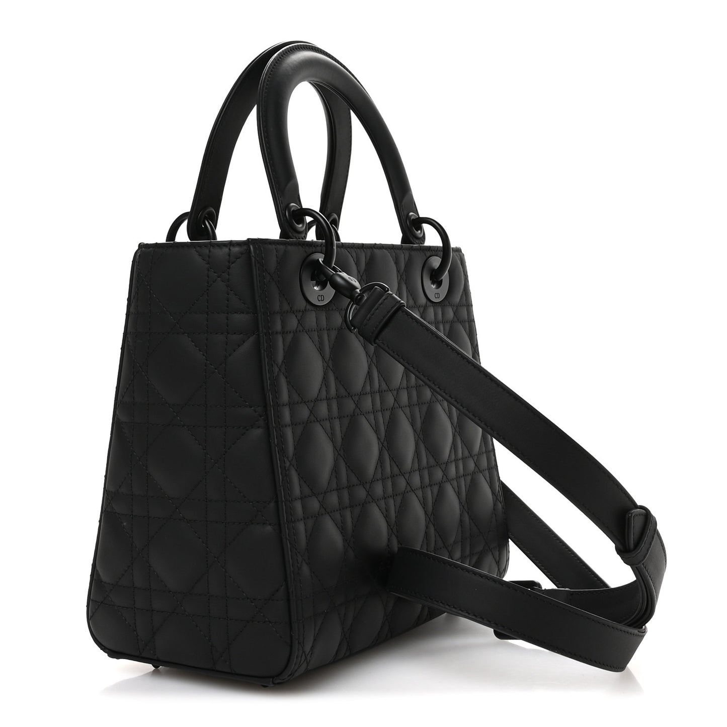Ultra Matte Calfskin Cannage Medium Lady Dior Black Black
