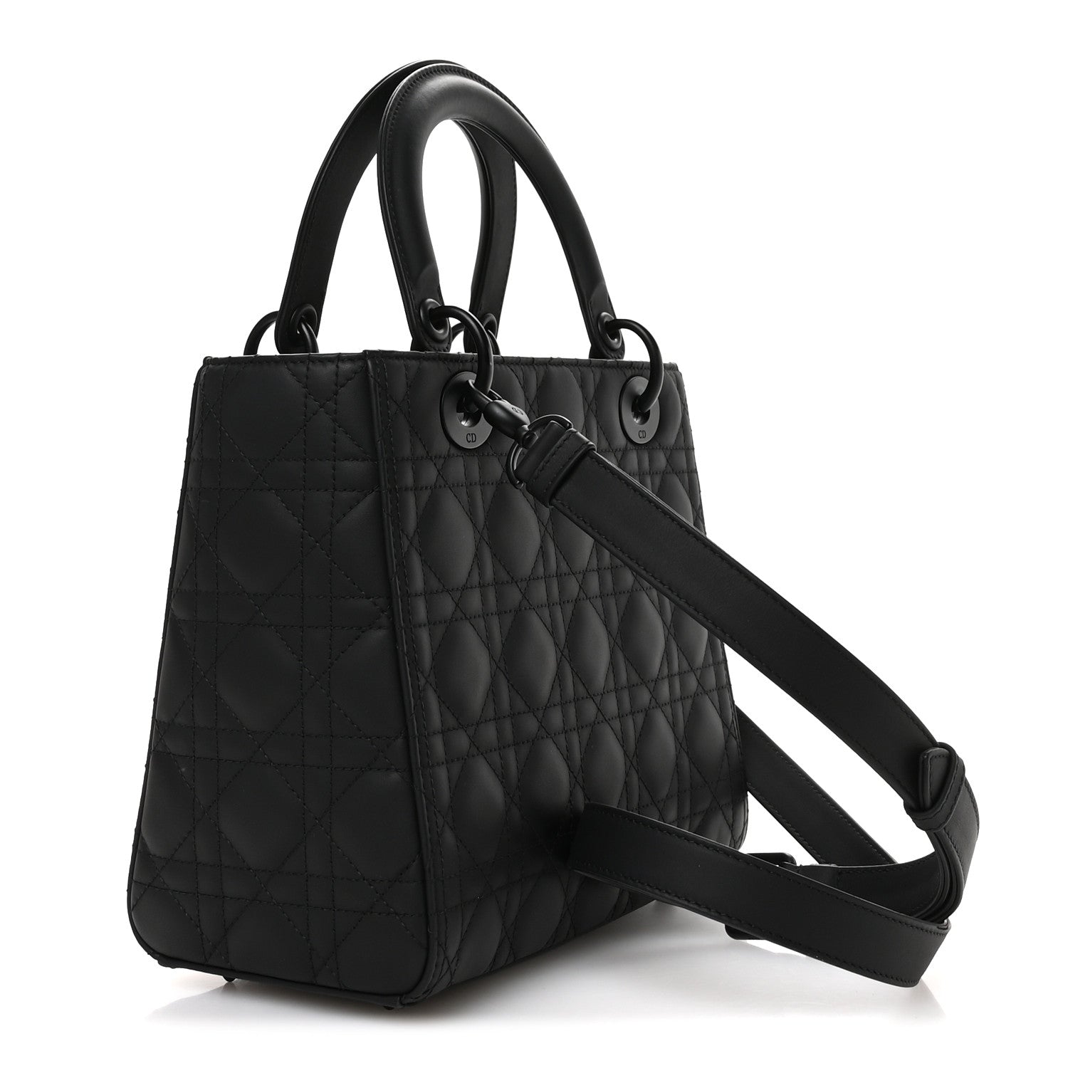 Christian Dior Ultra Matte Calfskin Cannage Medium Lady Dior Black Black 3 of 10