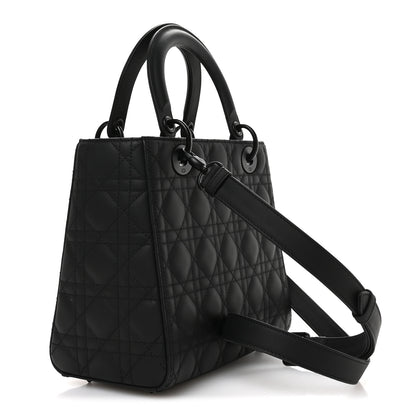 Christian Dior Ultra Matte Calfskin Cannage Medium Lady Dior Black Black 3 of 10