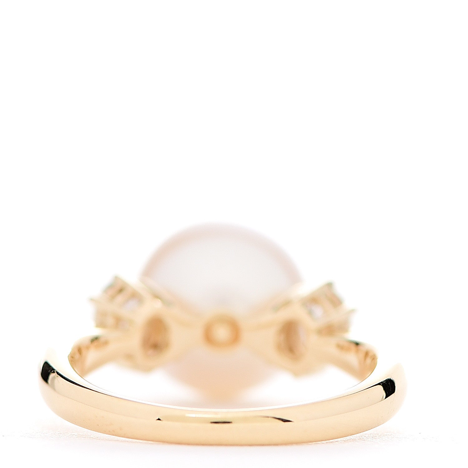 Mikimoto 18K Yellow Gold Diamond Akoya Pearl 10mm Three-Stone Ring 49 4.75 3 of 5