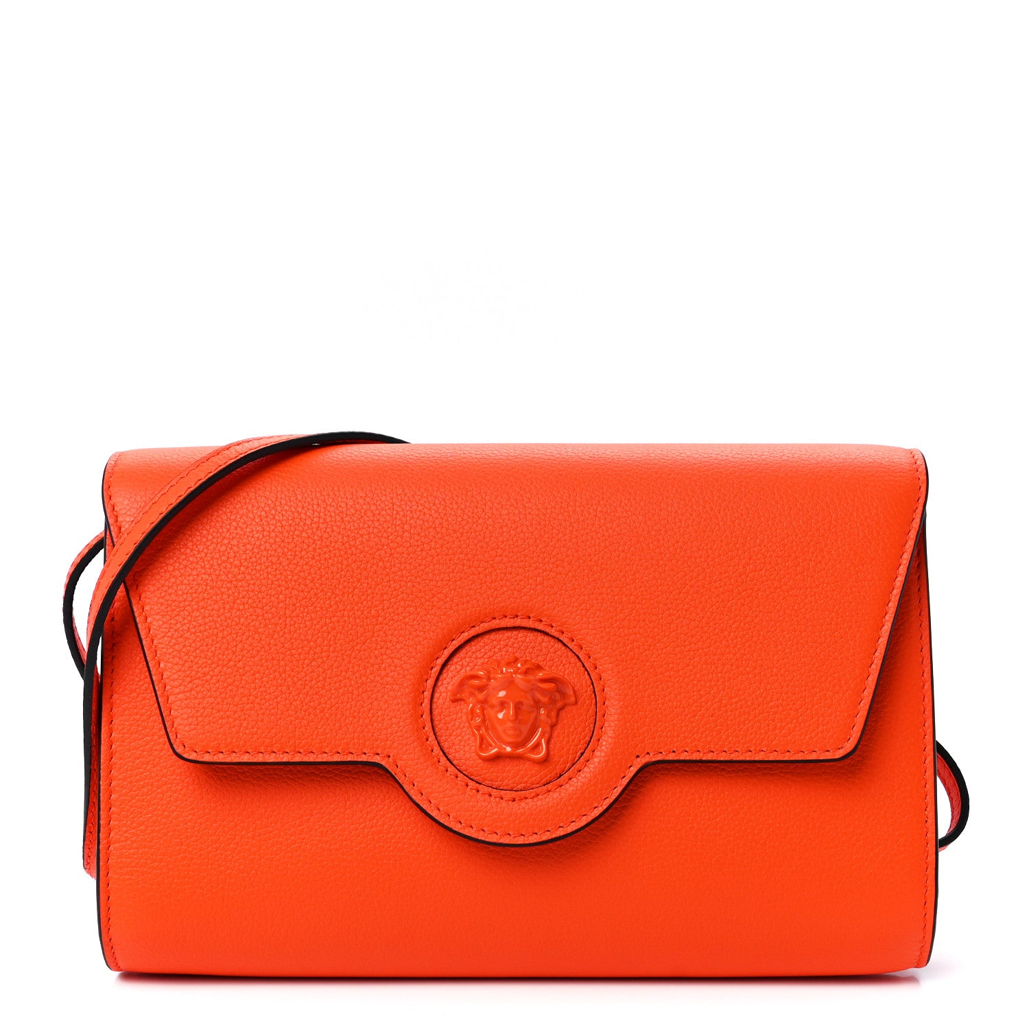 Versace Grained Calfskin La Medusa Crossbody Bag Orange 1 of 11