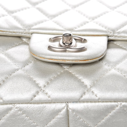Chanel Metallic Lambskin Quilted Jumbo Single Flap Silver 11 of 16