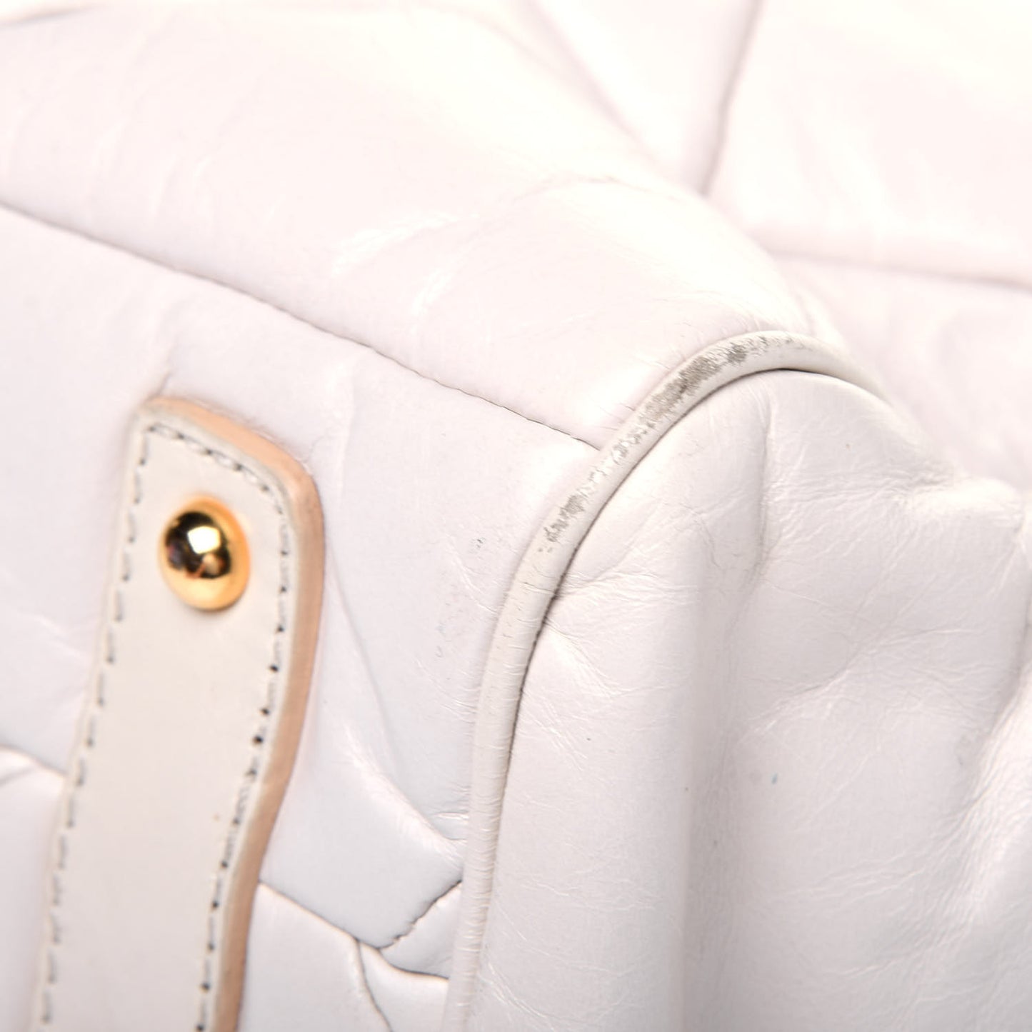 Calfskin Quilted Stam White