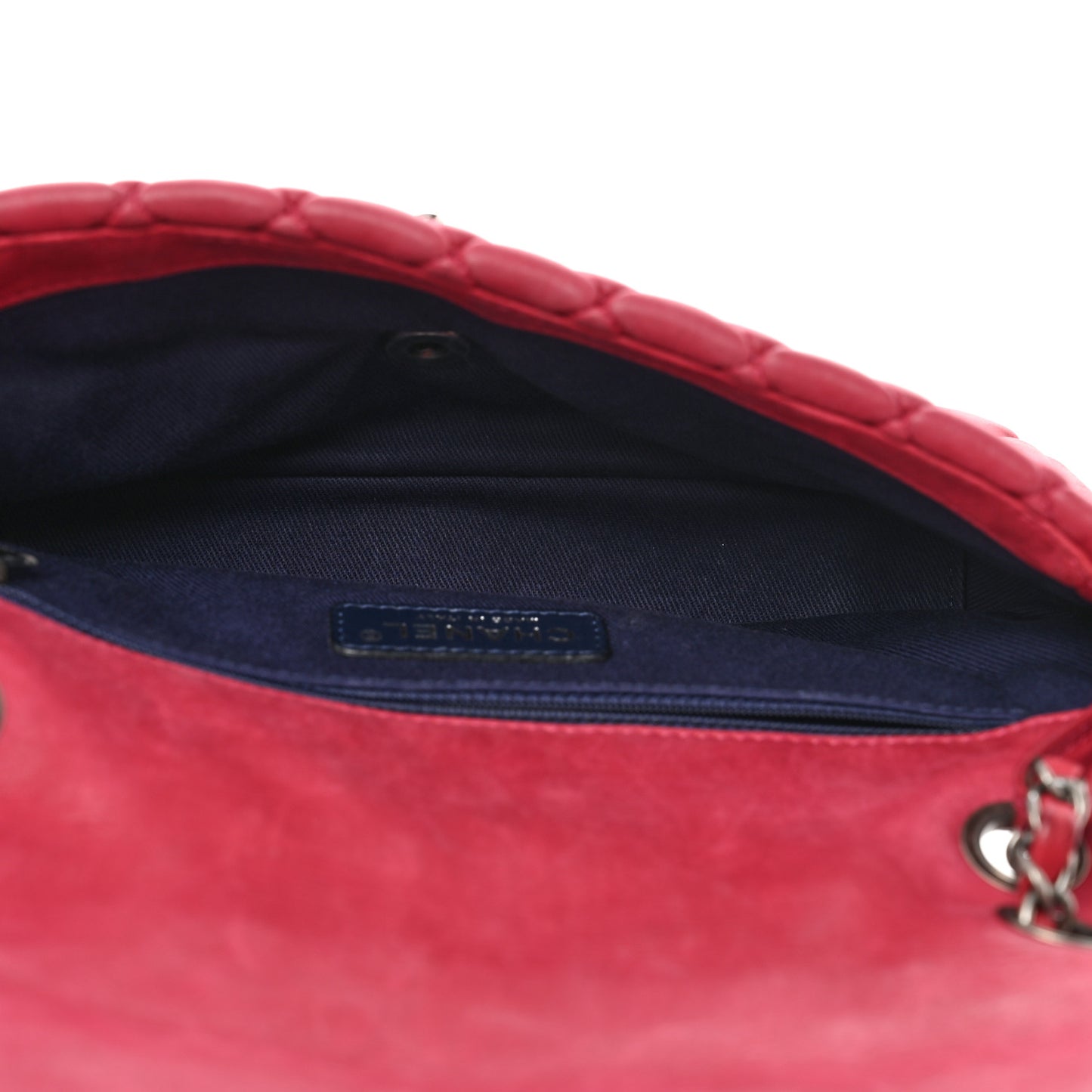 Iridescent Calfskin Small New Bubble Quilt Flap Fuchsia