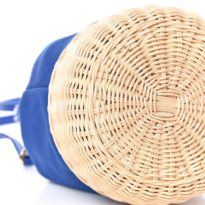 Prada Wicker Canvas Bucket Bag Blue 9 of 10