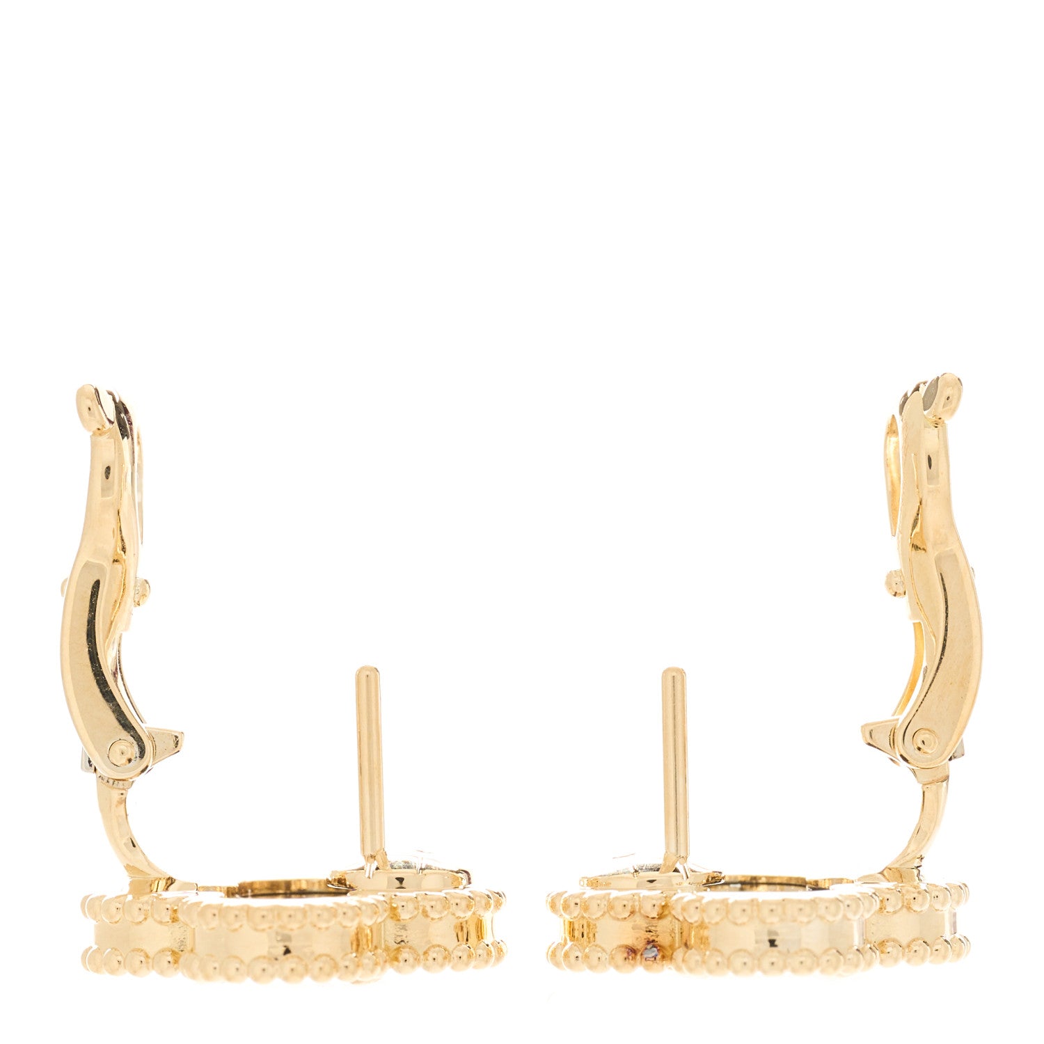 Van Cleef & Arpels 18K Yellow Gold Black Onyx Vintage Alhambra Earrings 3 of 4