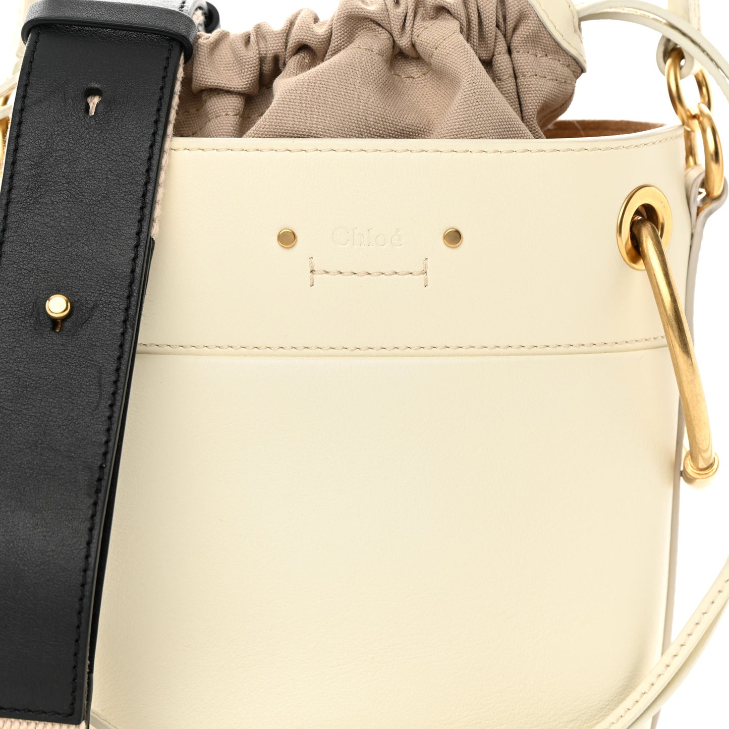 Smooth Calfskin Mini Roy Bucket Bag Natural White