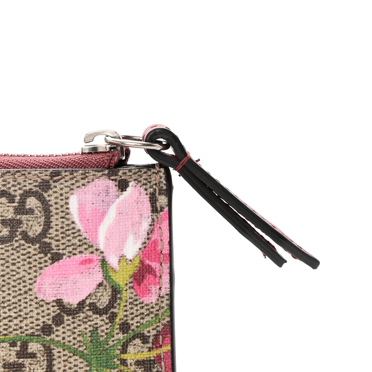 GG Supreme Monogram Blooms Key Ring Coin Case Beige Multicolor Dry Rose
