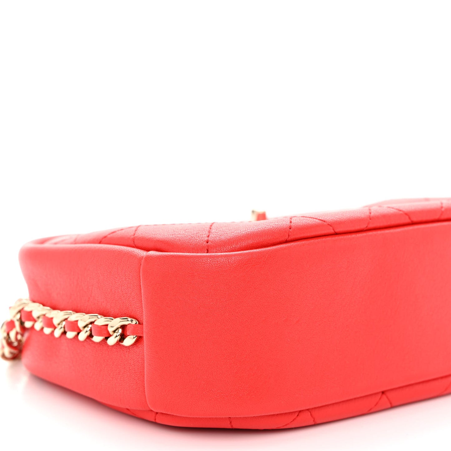 Goatskin Quilted Large Casual Trip Camera Case Bag Red