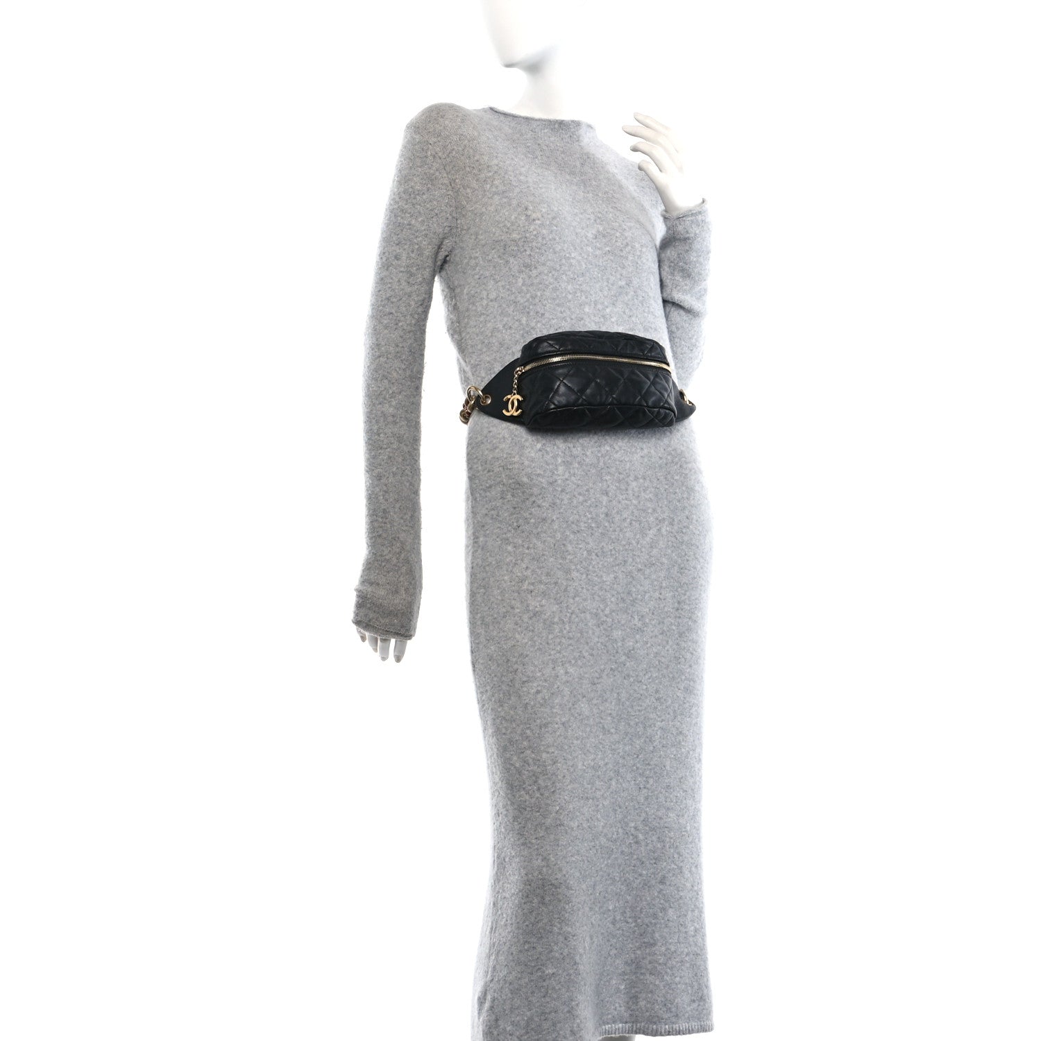 Chanel Lambskin Quilted Linked In Waist Bag Black 2 of 11