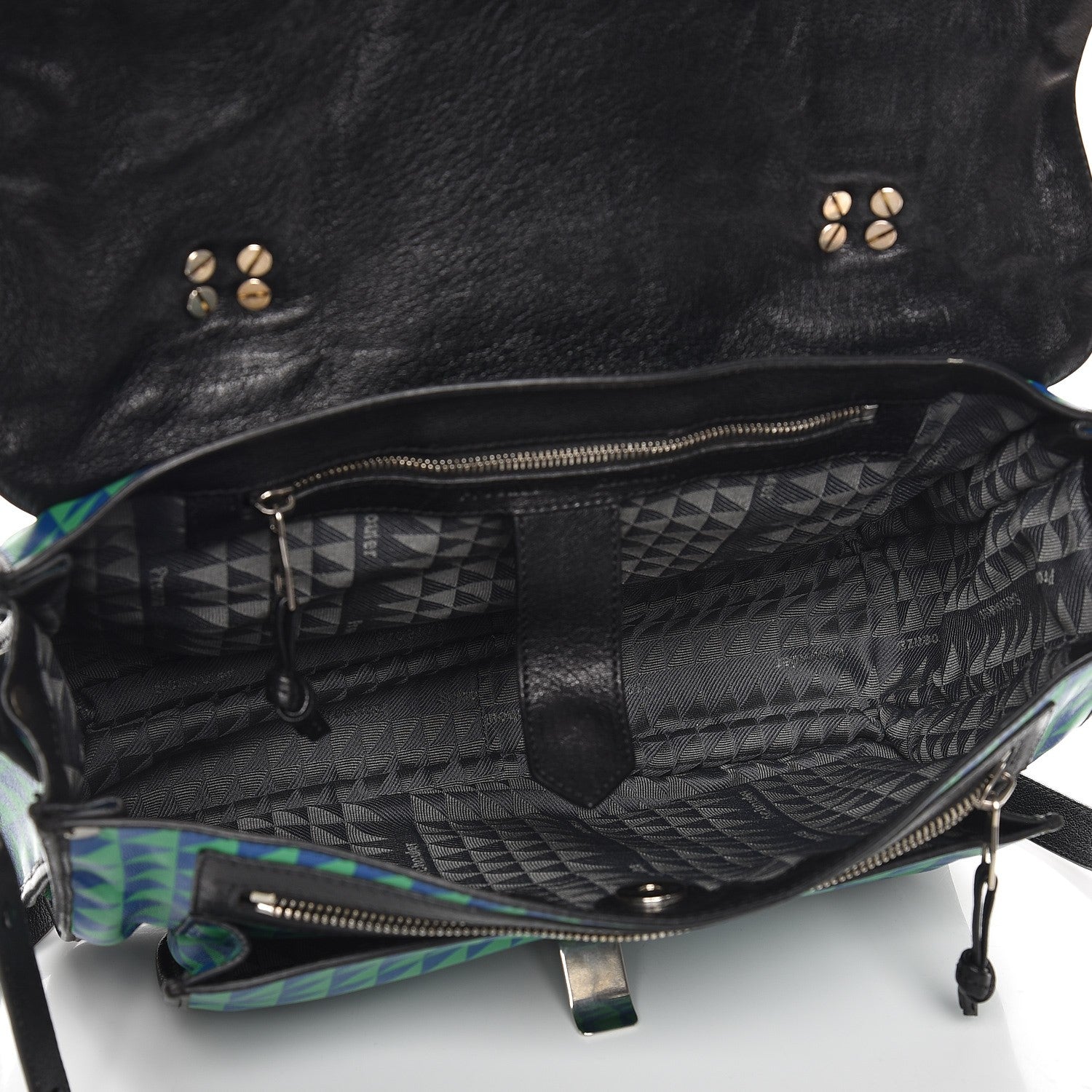 Proenza Schouler Calfskin Triangle Print Medium PS1 Satchel Blue Green 6 of 9