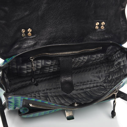 Proenza Schouler Calfskin Triangle Print Medium PS1 Satchel Blue Green 6 of 9