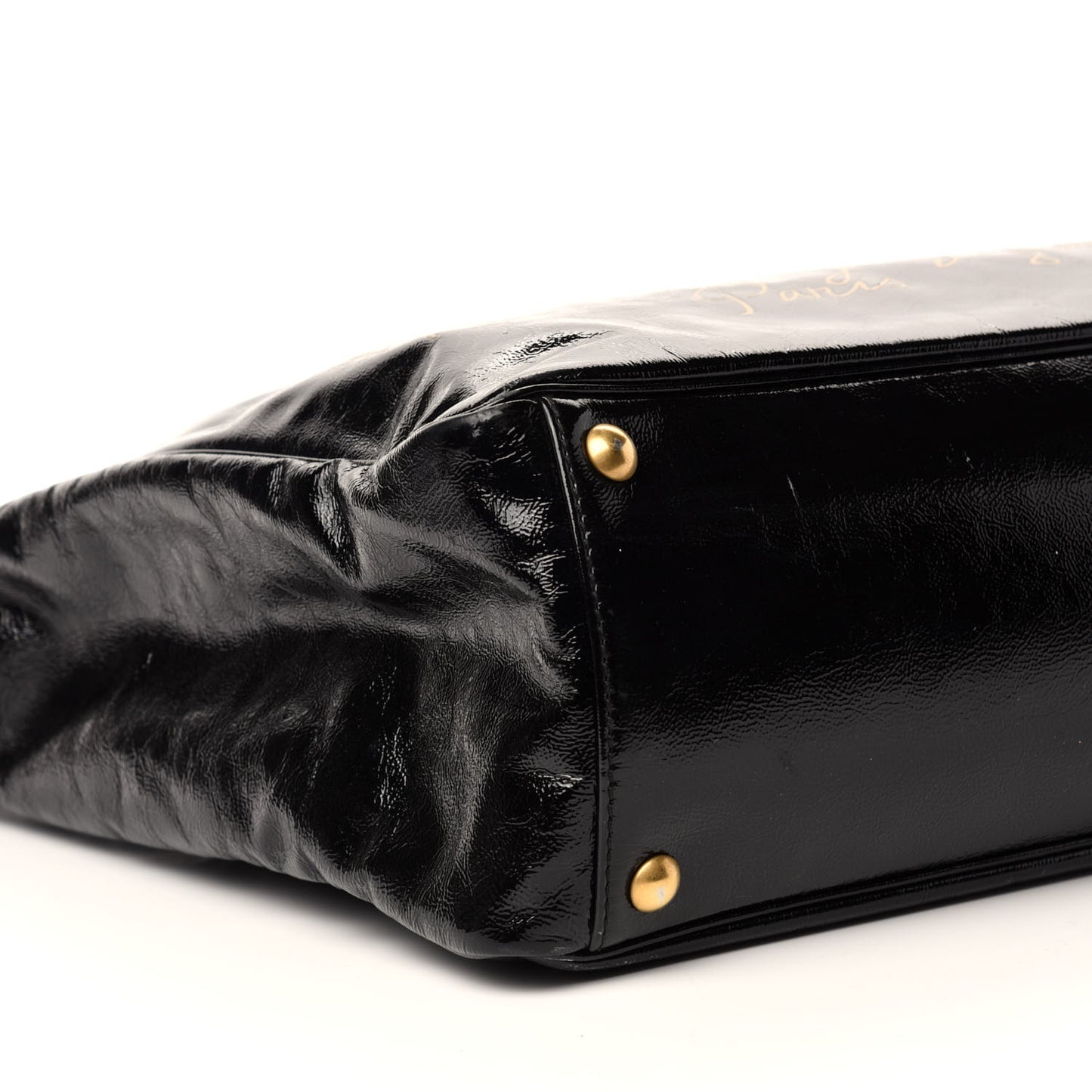 Textured Patent Small Y-Mail Tote Black