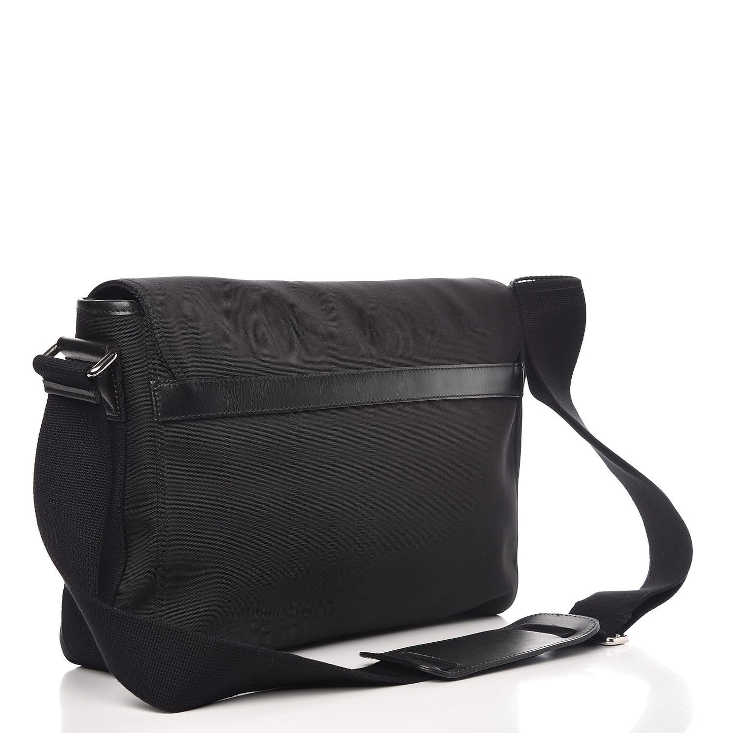 Canvas Web Medium Single Buckle Flap Messenger Bag Black