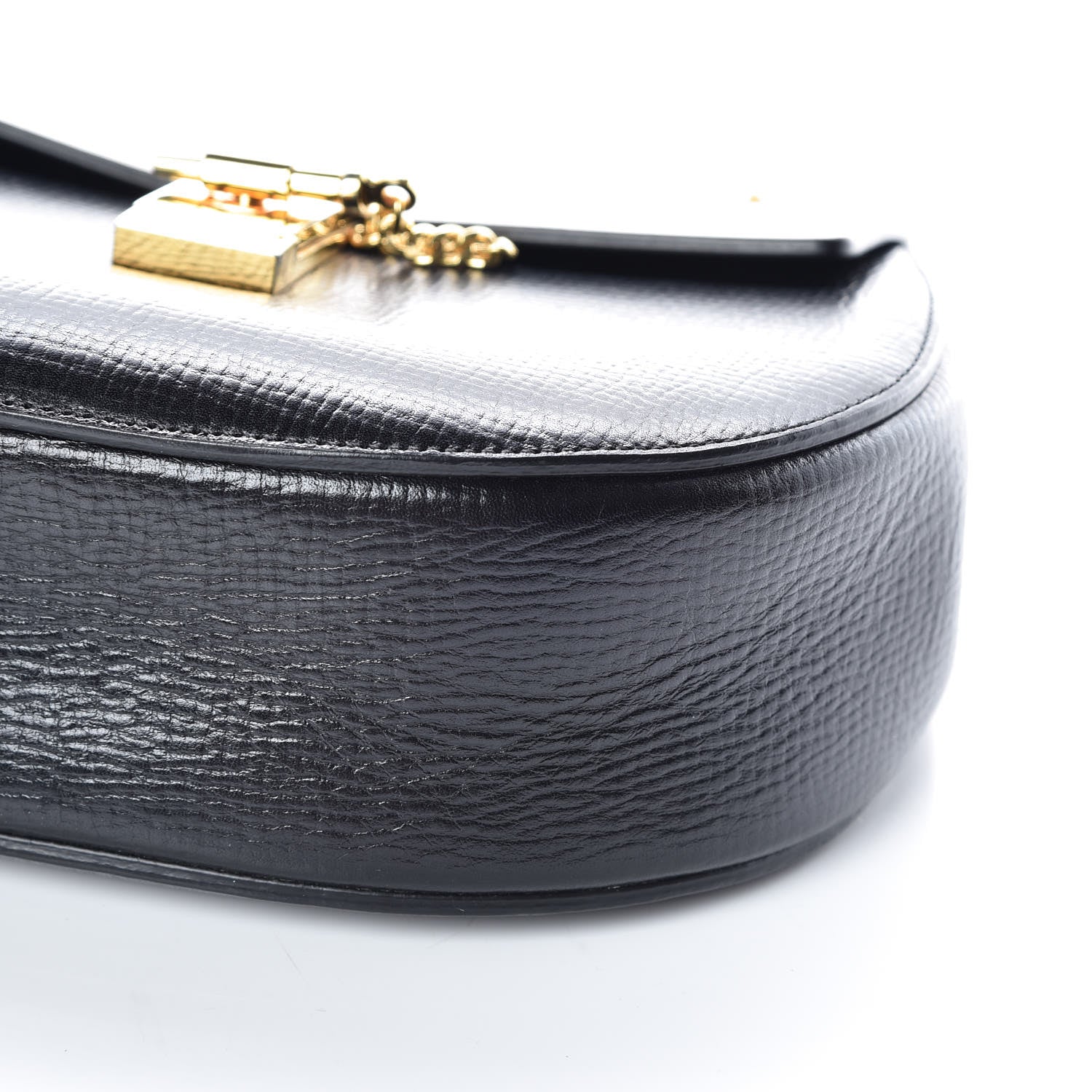 Chloe Grained Calfskin Lambskin Mini Bi-Color Drew Shoulder Bag Black Powder Beige 6 of 9