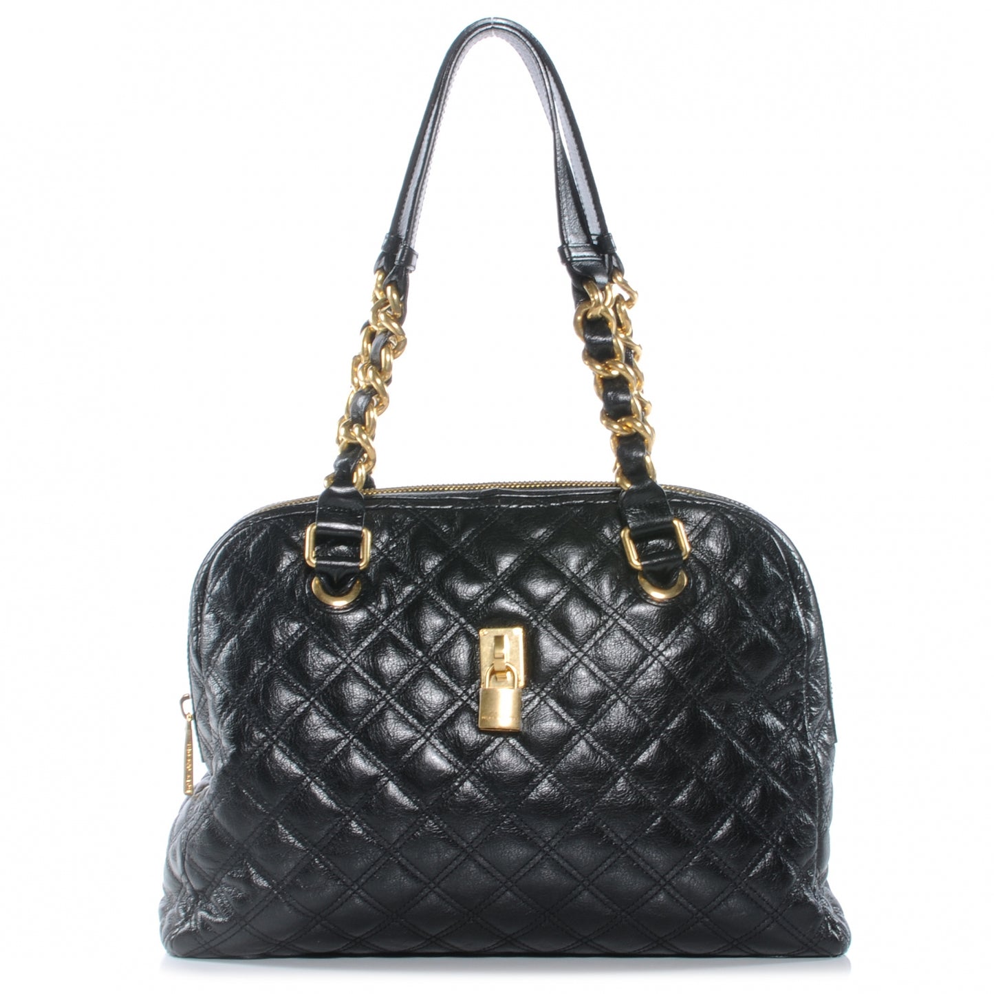 Leather Quilted Karlie Satchel Black