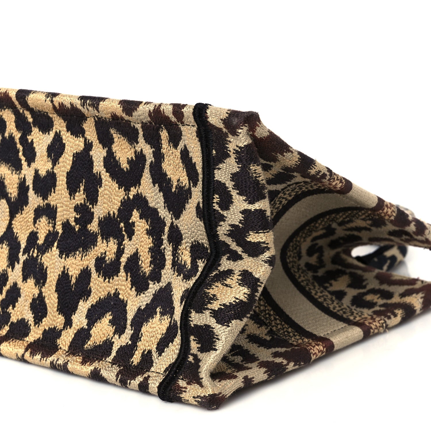 Christian Dior Canvas Mizza Embroidered Small Leopard Book Tote