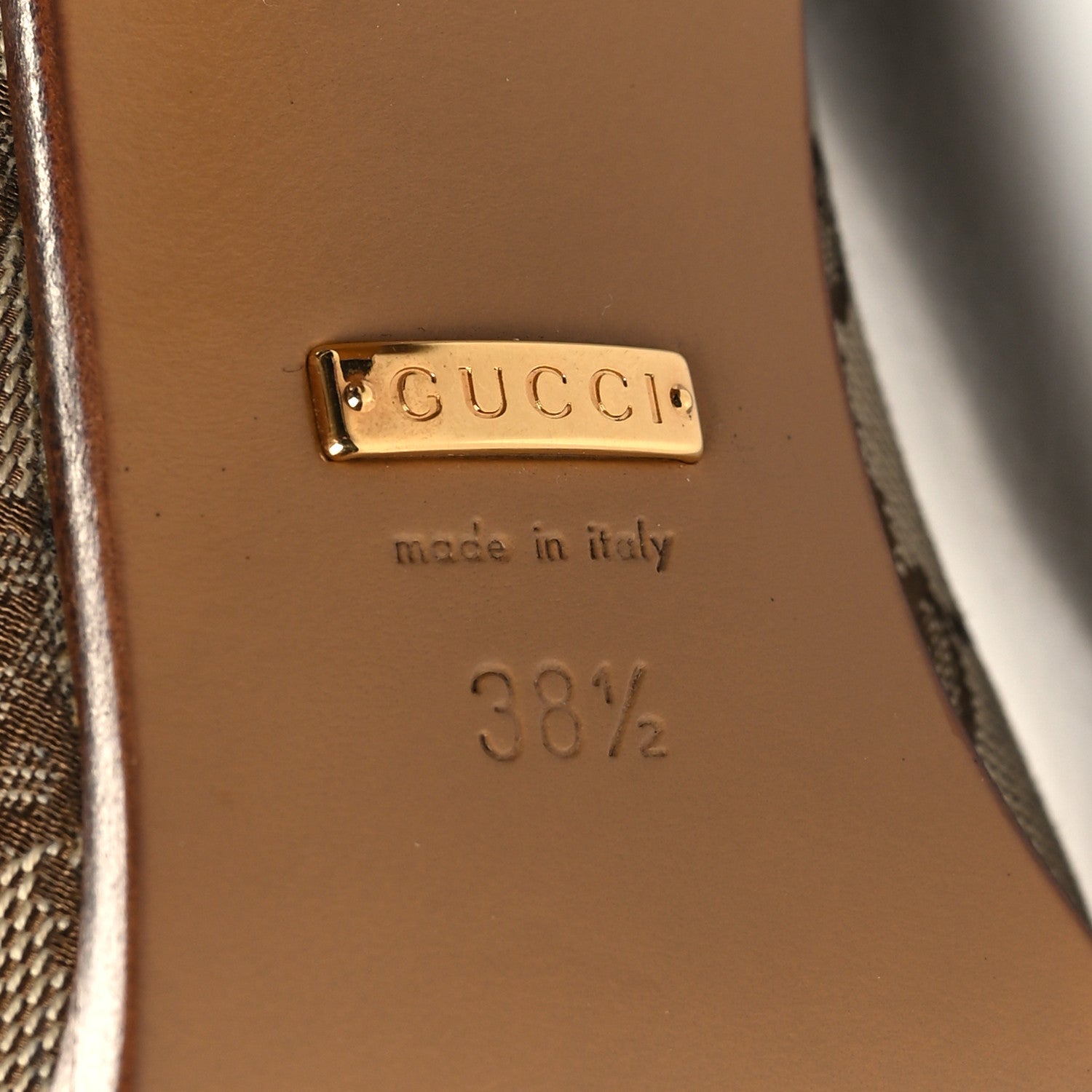 Gucci Monogram Malaga Kid Lisa Mid Heel Boots 38.5 Beige Ebony 6 of 7