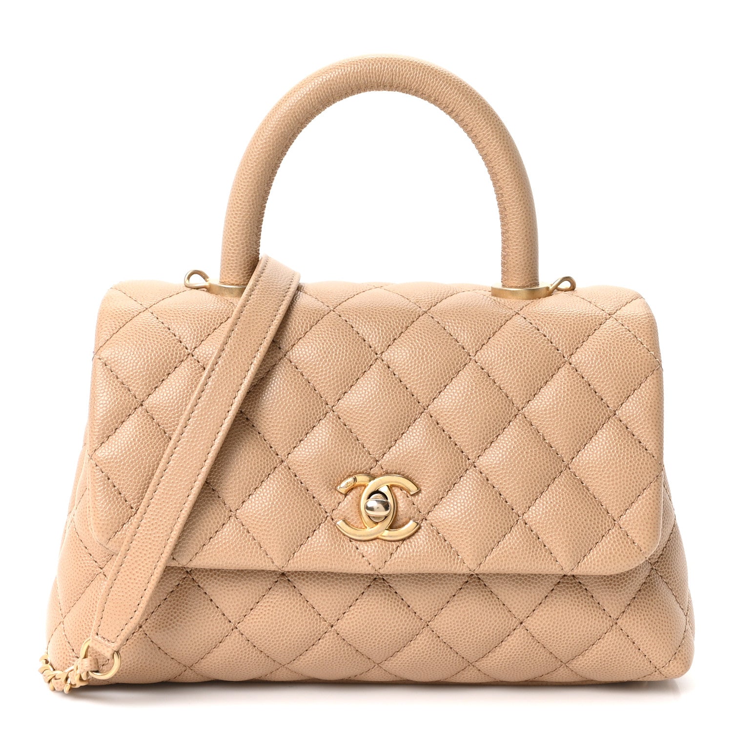 Chanel Caviar Quilted Mini Coco Handle Flap Beige 1 of 10