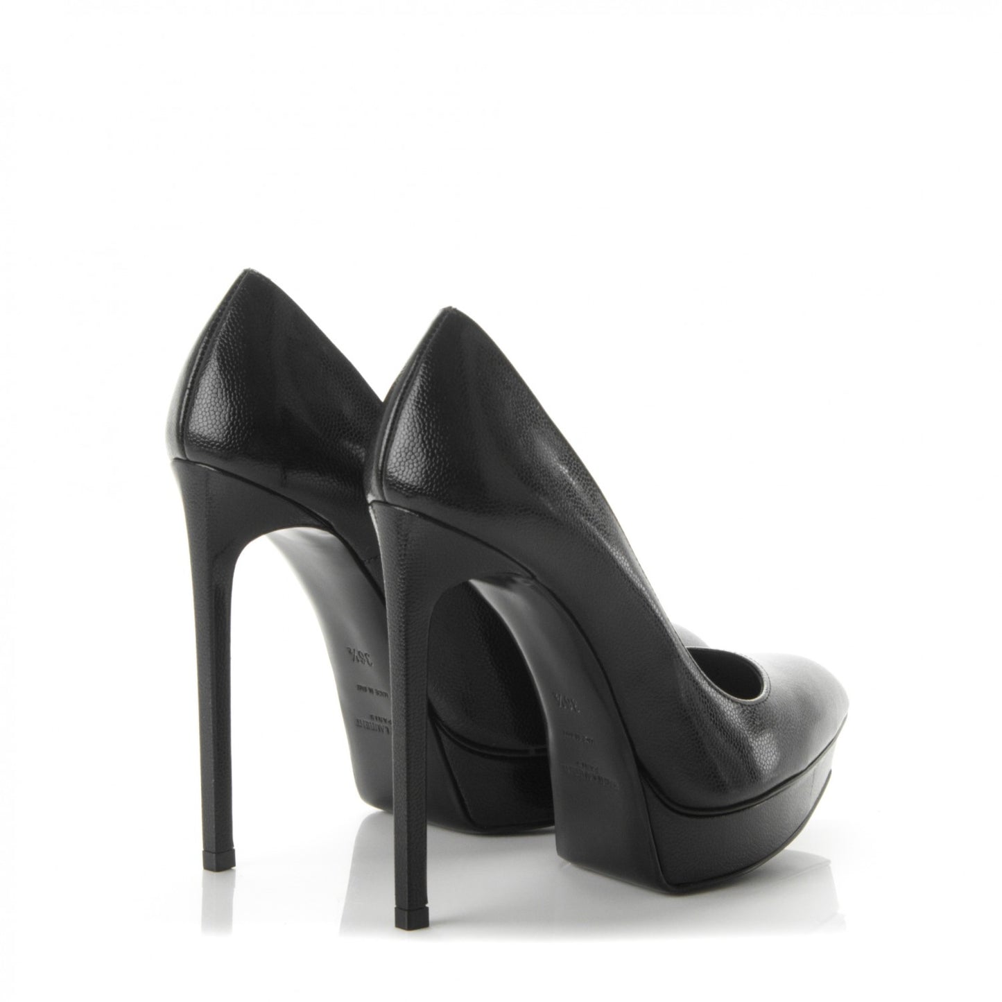 Pebbled Patent Calfskin Janis 105 Pumps 36.5 Black