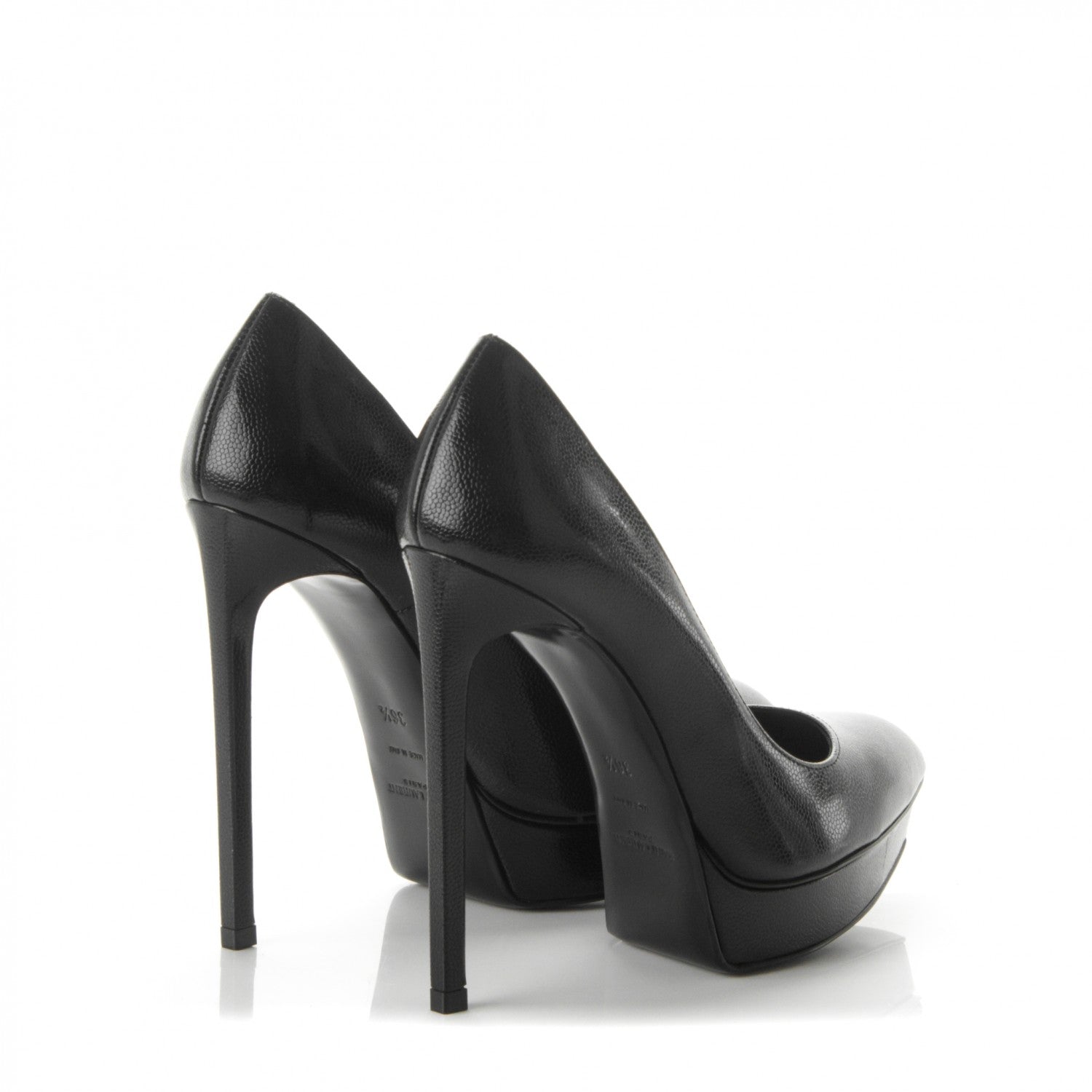 Saint Laurent Pebbled Patent Calfskin Janis 105 Pumps 36.5 Black 4 of 8