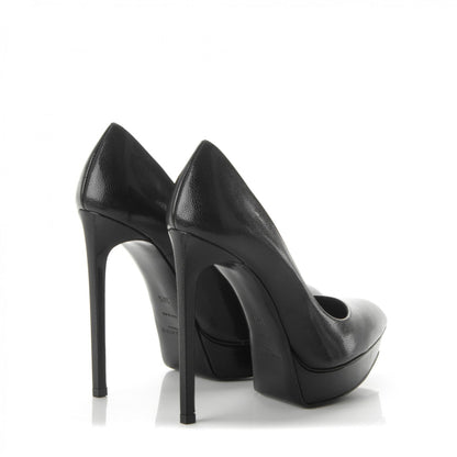 Saint Laurent Pebbled Patent Calfskin Janis 105 Pumps 36.5 Black 4 of 8