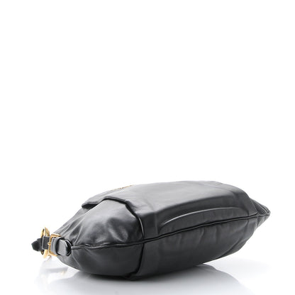 Prada Soft Calf Pleated Hobo Black 4 of 8