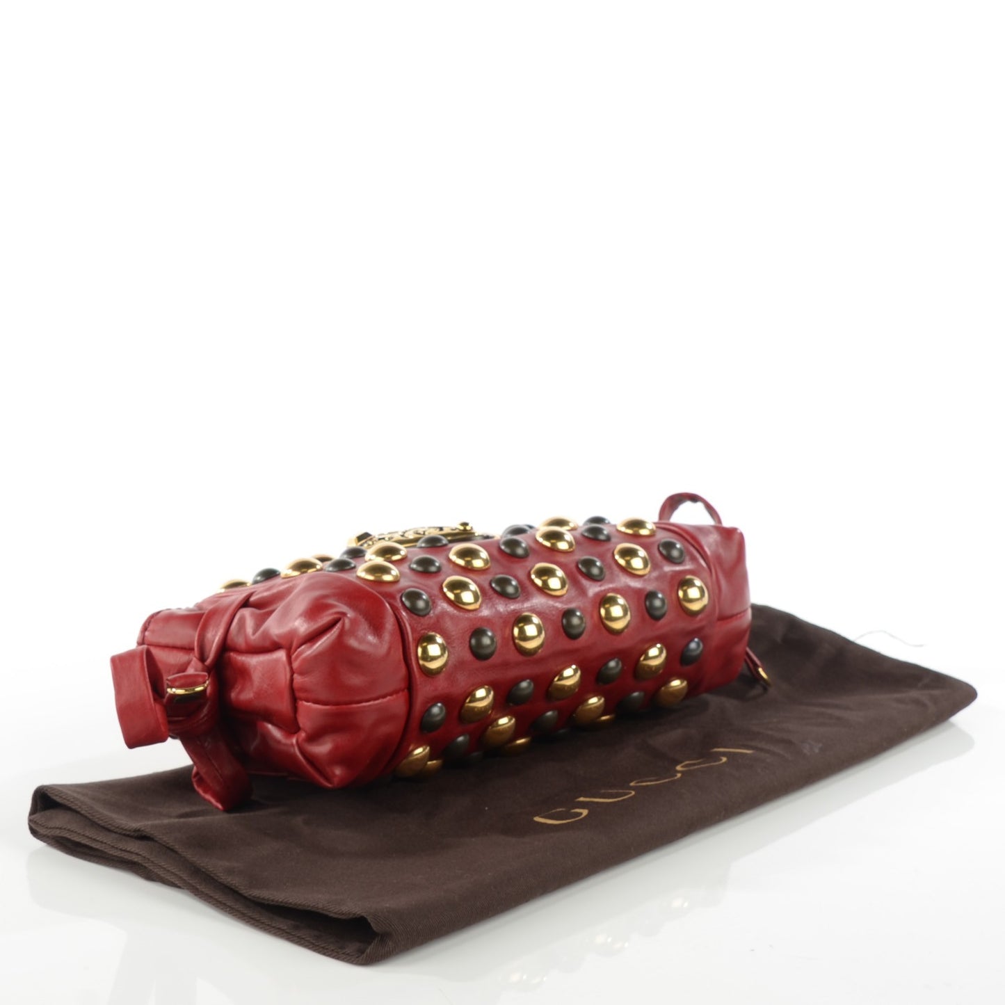 Calfskin Studded Babouska Clutch Red