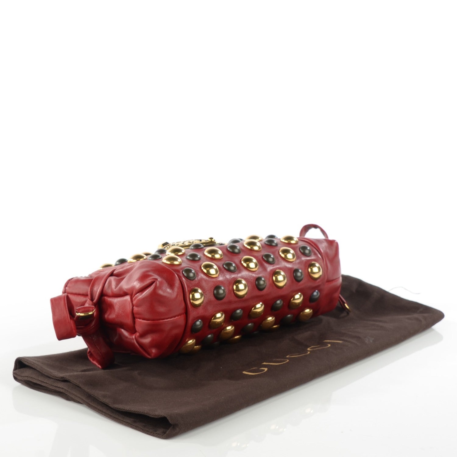Gucci Calfskin Studded Babouska Clutch Red 8 of 14