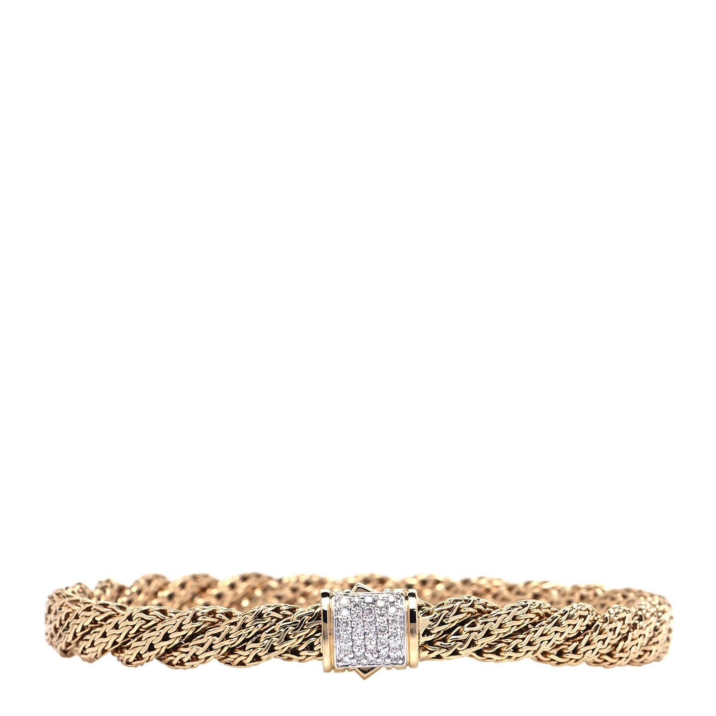 18K Yellow Gold Diamond 6mm Classic Twist Chain Bracelet