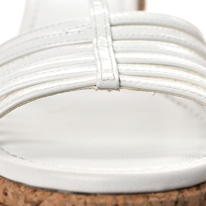 Chanel Patent Goatskin Cork CC Ankle Strap Platform Sandals 40 White 14 of 15