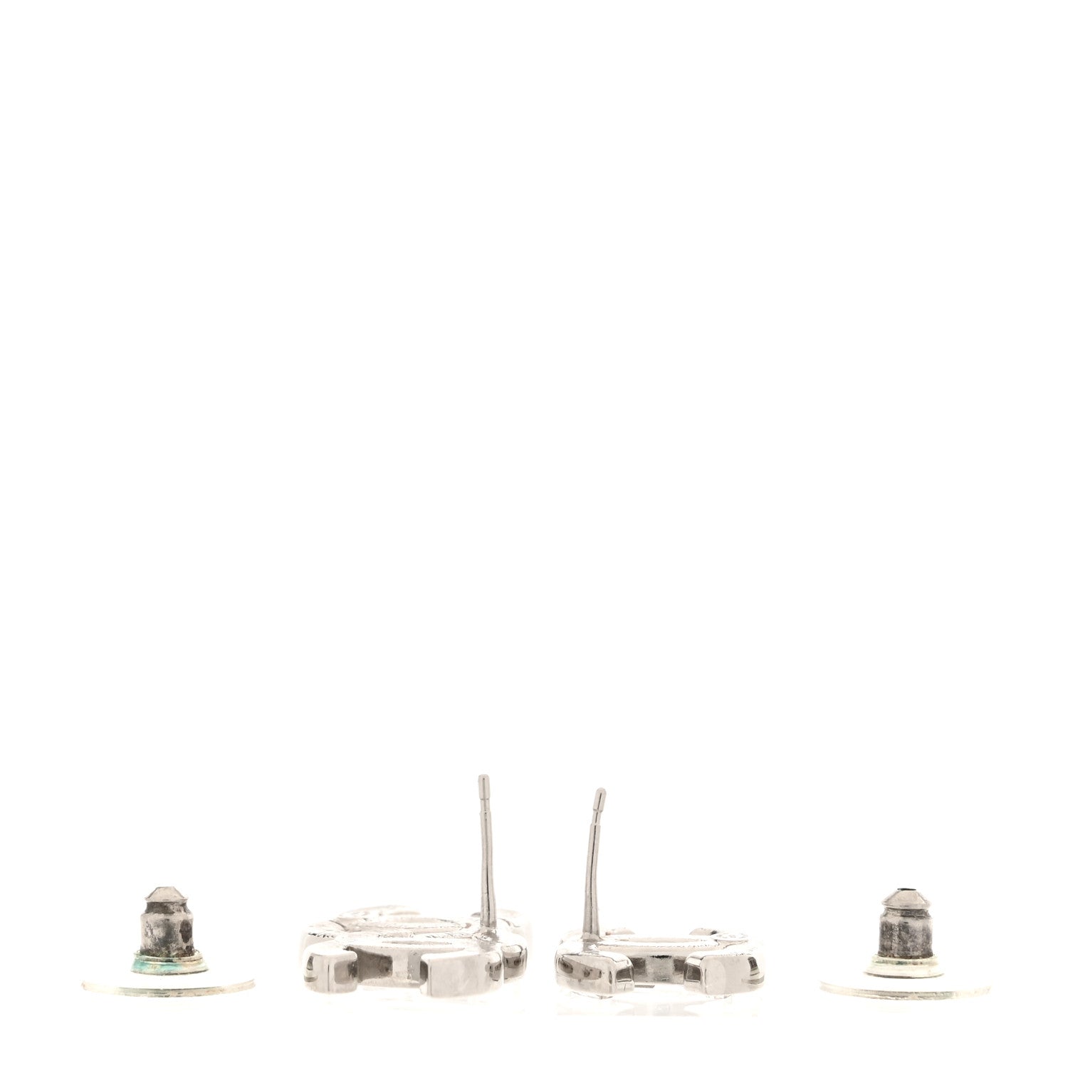 Chanel Baguette Crystal Double CC Earrings Silver 3 of 6
