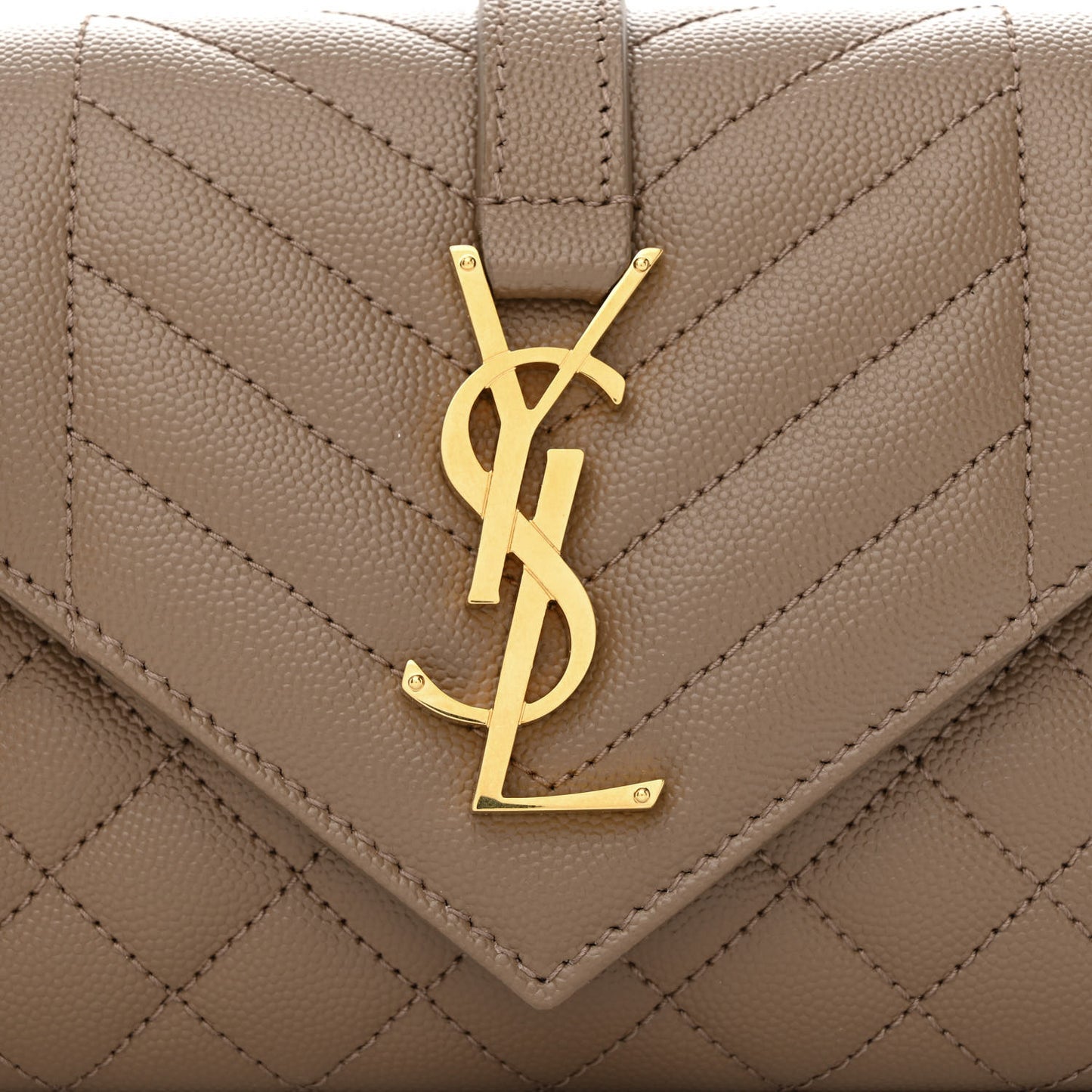 Grain De Poudre Textured Mixed Matelasse Triquilt Small Monogram Satchel Taupe